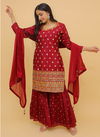Maroon Colour ARYA 20 Latest Designer Party Wear Fancy Heavy Georgette Salwar Suits Collection 9206